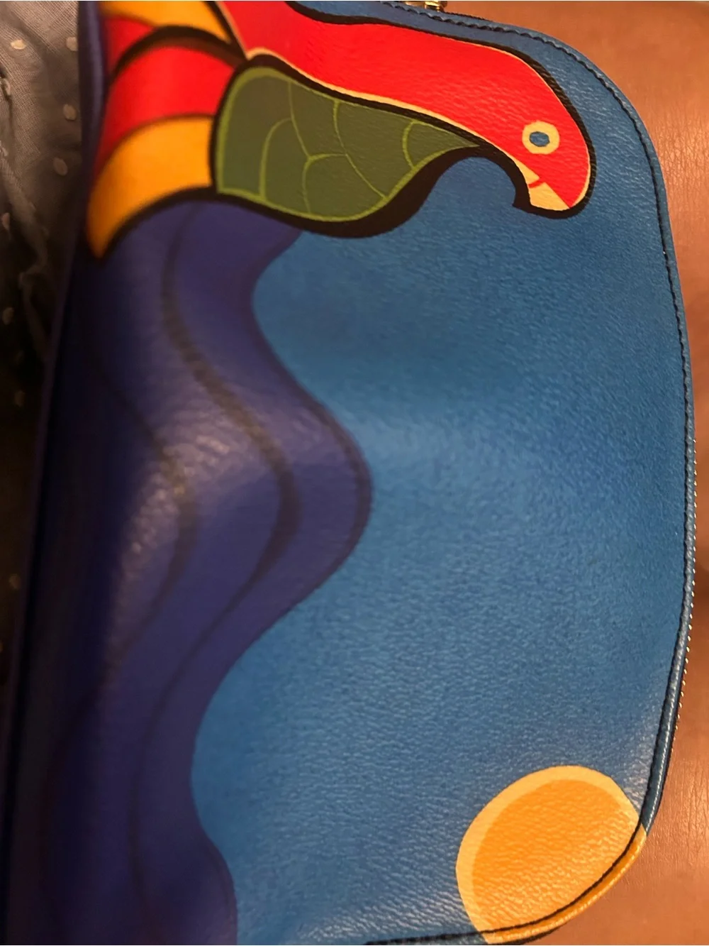 Tory Burch Blue Parrot Printed Cosmetic Pouch